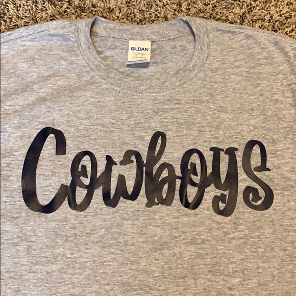 SOLD - Gray Gildan Softstyle W blue COWBOYS - Picture 2 of 2